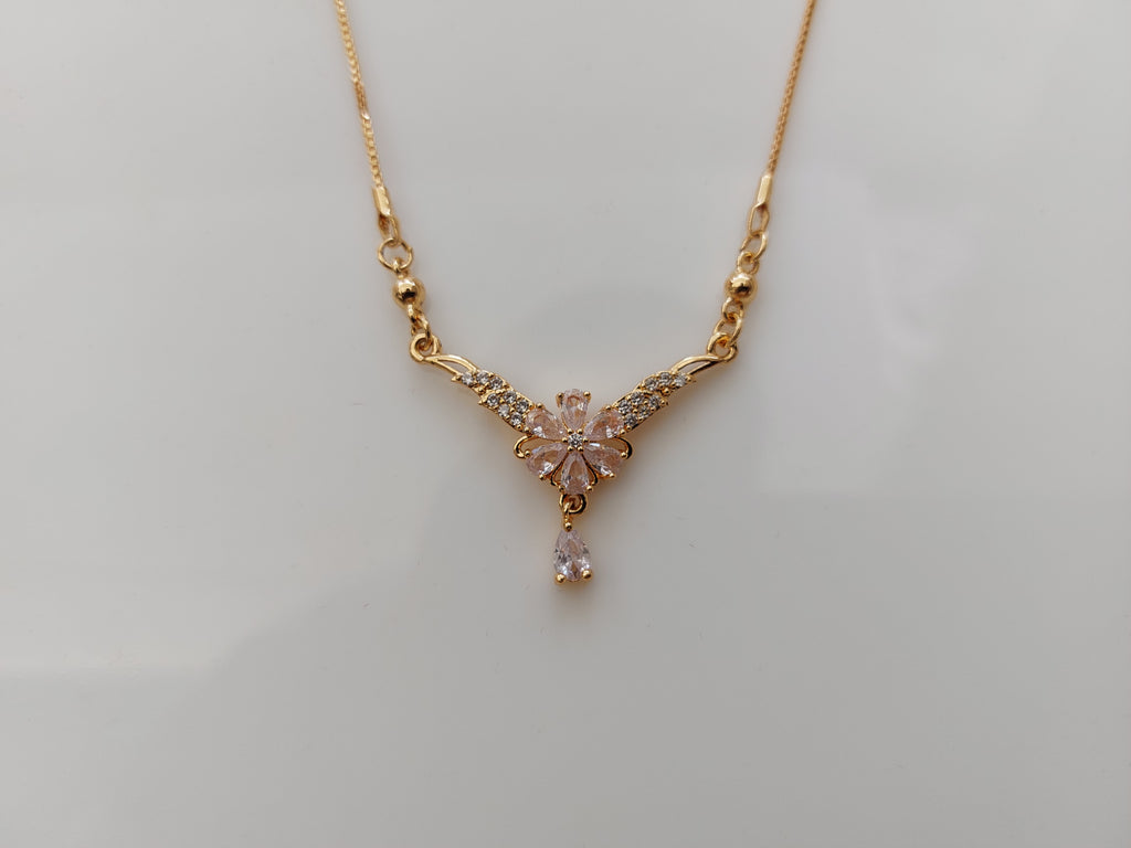 Anti Tarnish Pendant with flower AD stone A