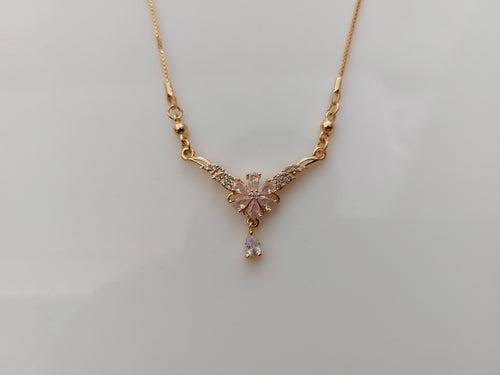 Anti Tarnish Pendant with flower AD stone A