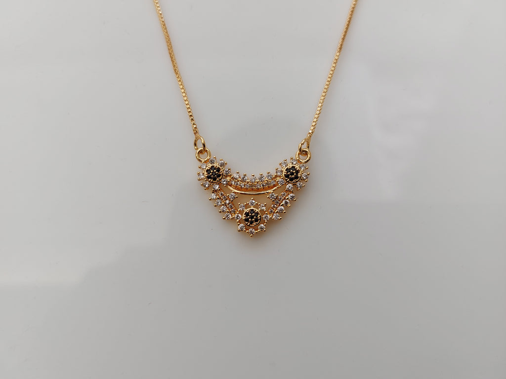 Black CZ Crescent Pendant
