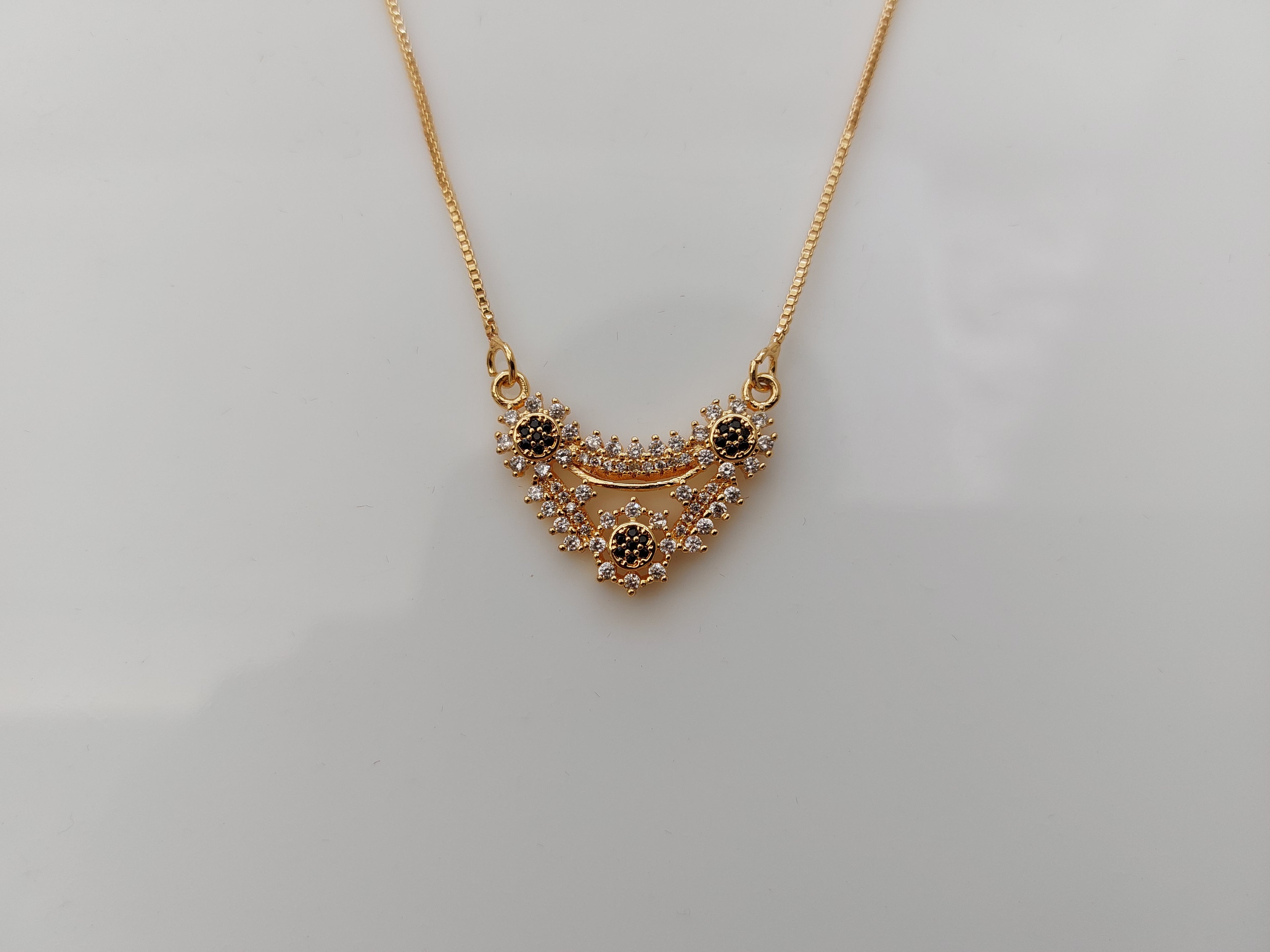 Black CZ Crescent Pendant