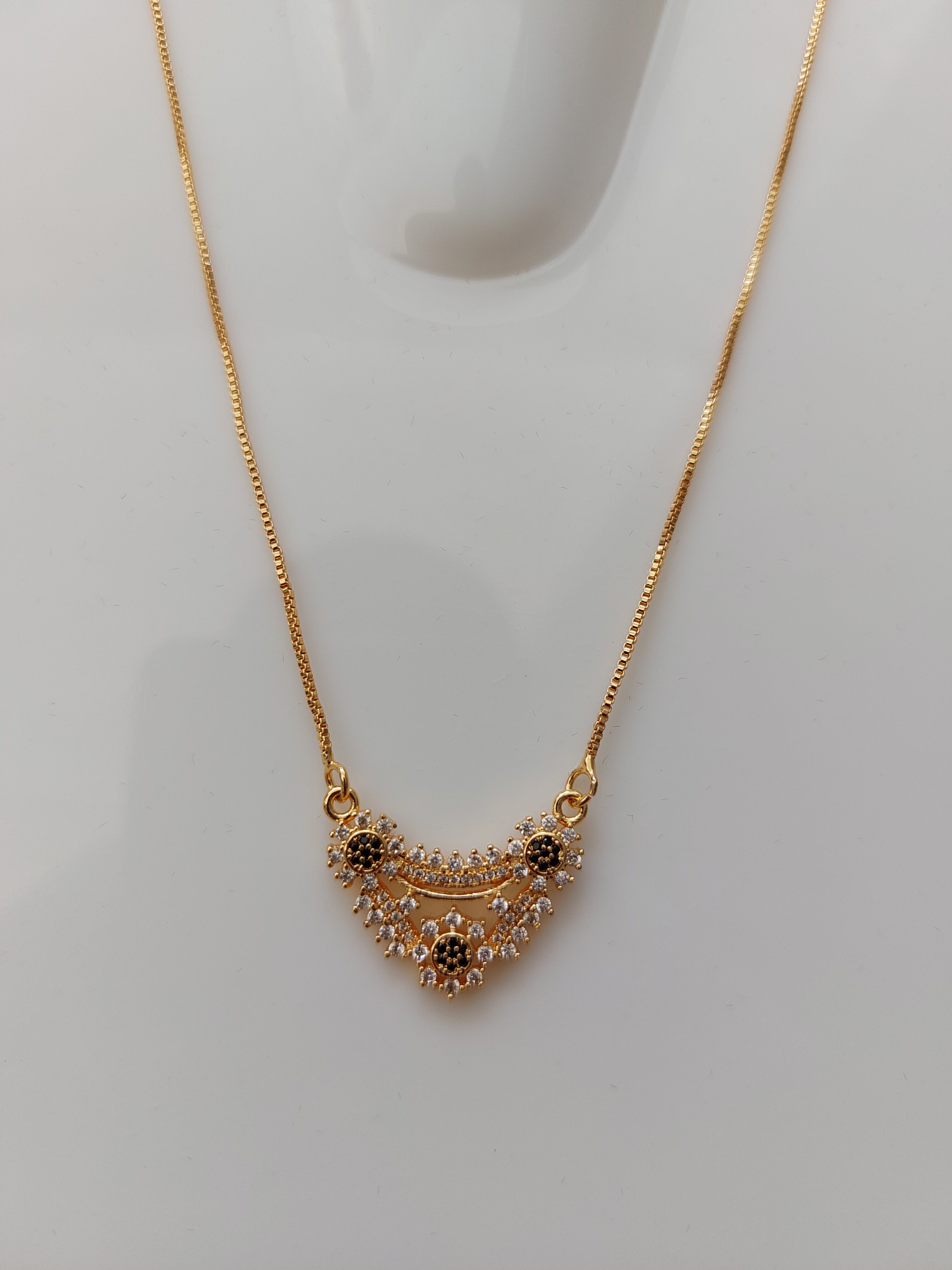Black CZ Crescent Pendant A