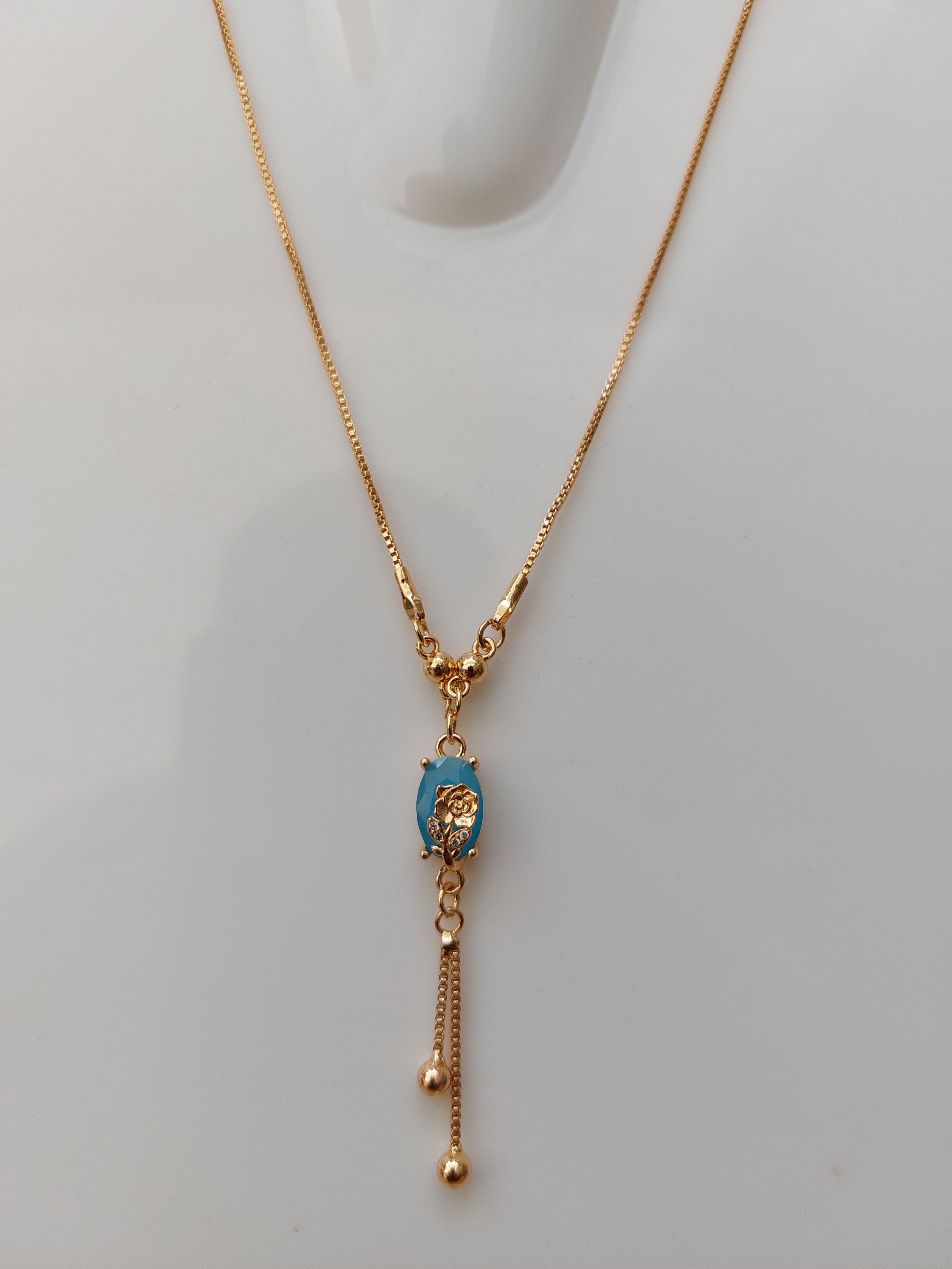 Blue AD Stone Anti Tarnish pendant 