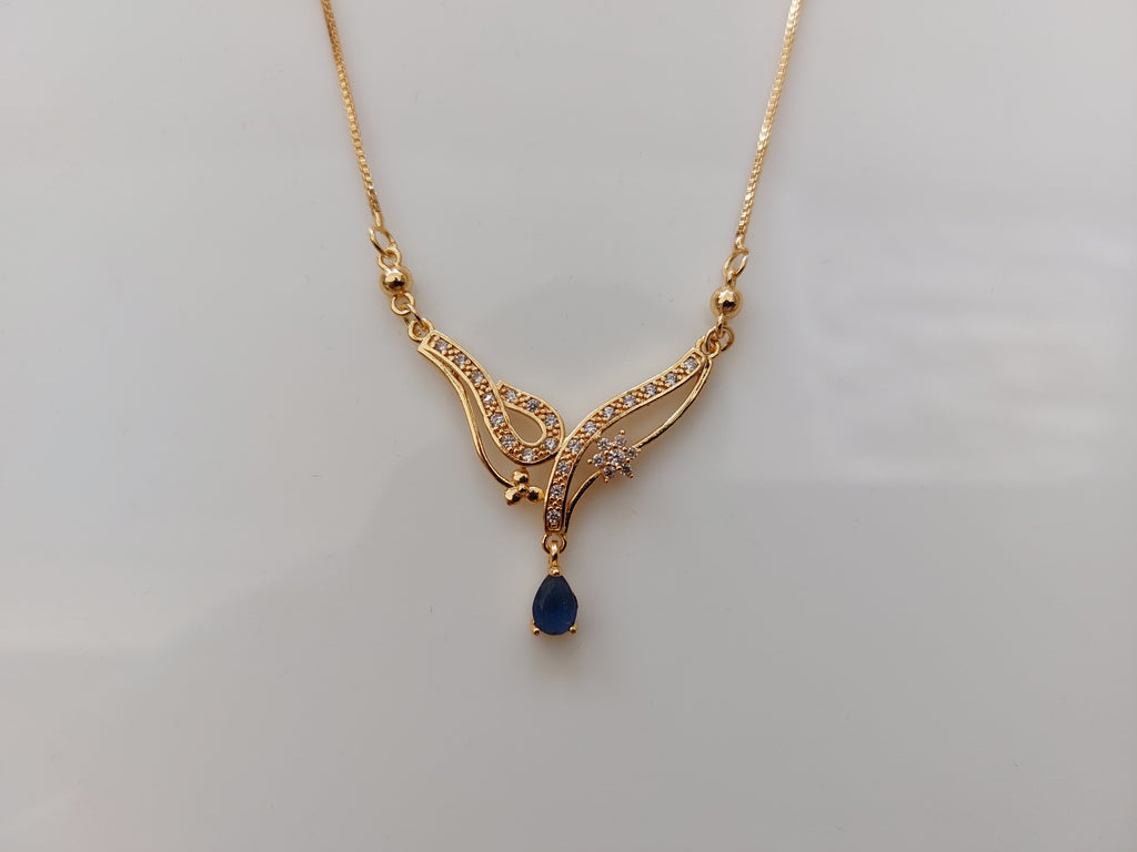 Designer_Rose_Gold_Pendant_with_Navy_blue_drop_AD_stone_A