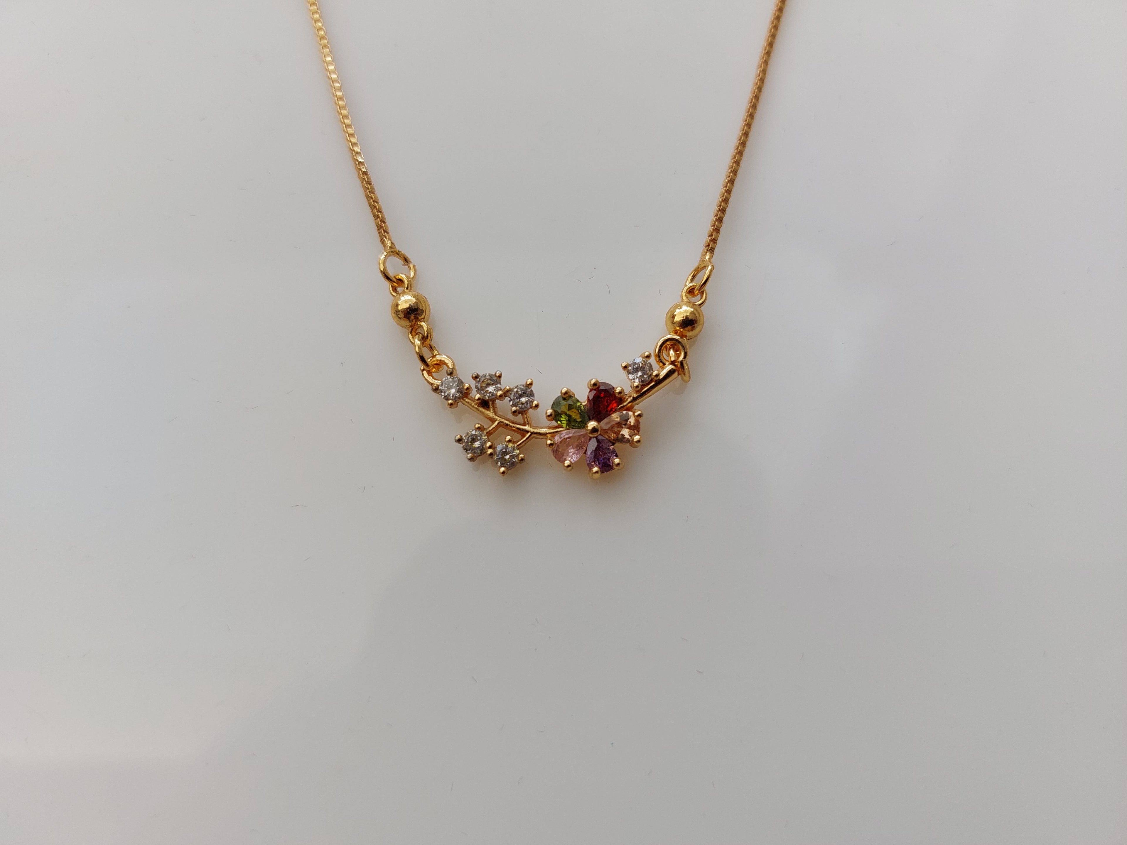Multi AD stone Flower Anti Tarnish pendant A