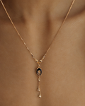 Rose Gold Chain Pendant with Black Stone