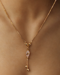 Rose Gold Chain Pendant with Cream Stone