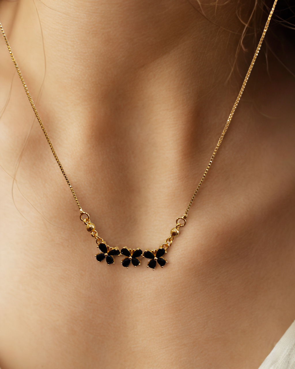Rose Gold Chain with Black Pendant