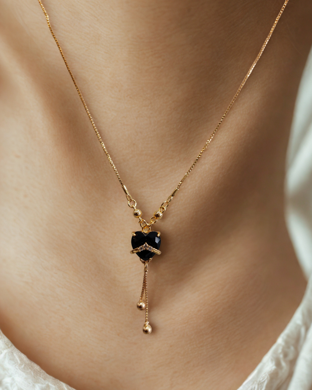 Rose Gold Chain with Black Stone