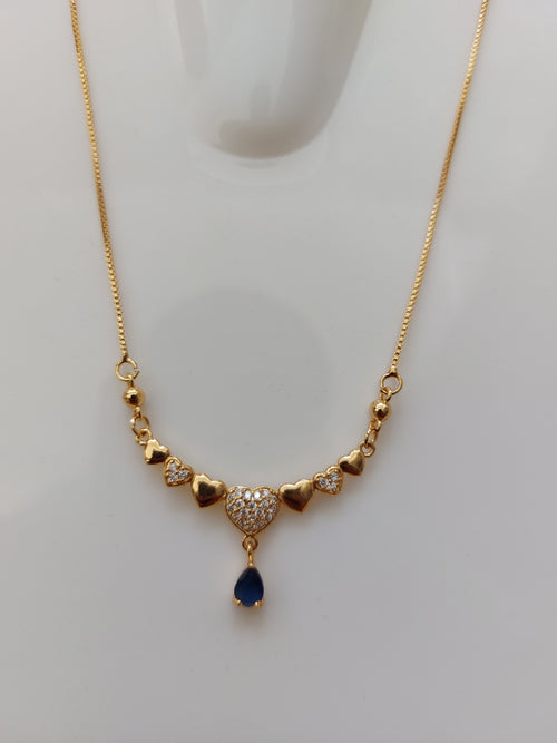 Rose Gold Pendant with Blue AD latkan