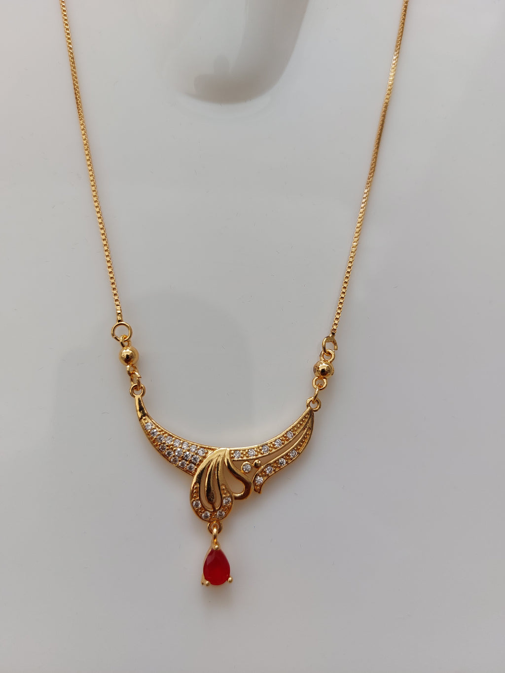 Rose Gold Pendant with Red AD latkan