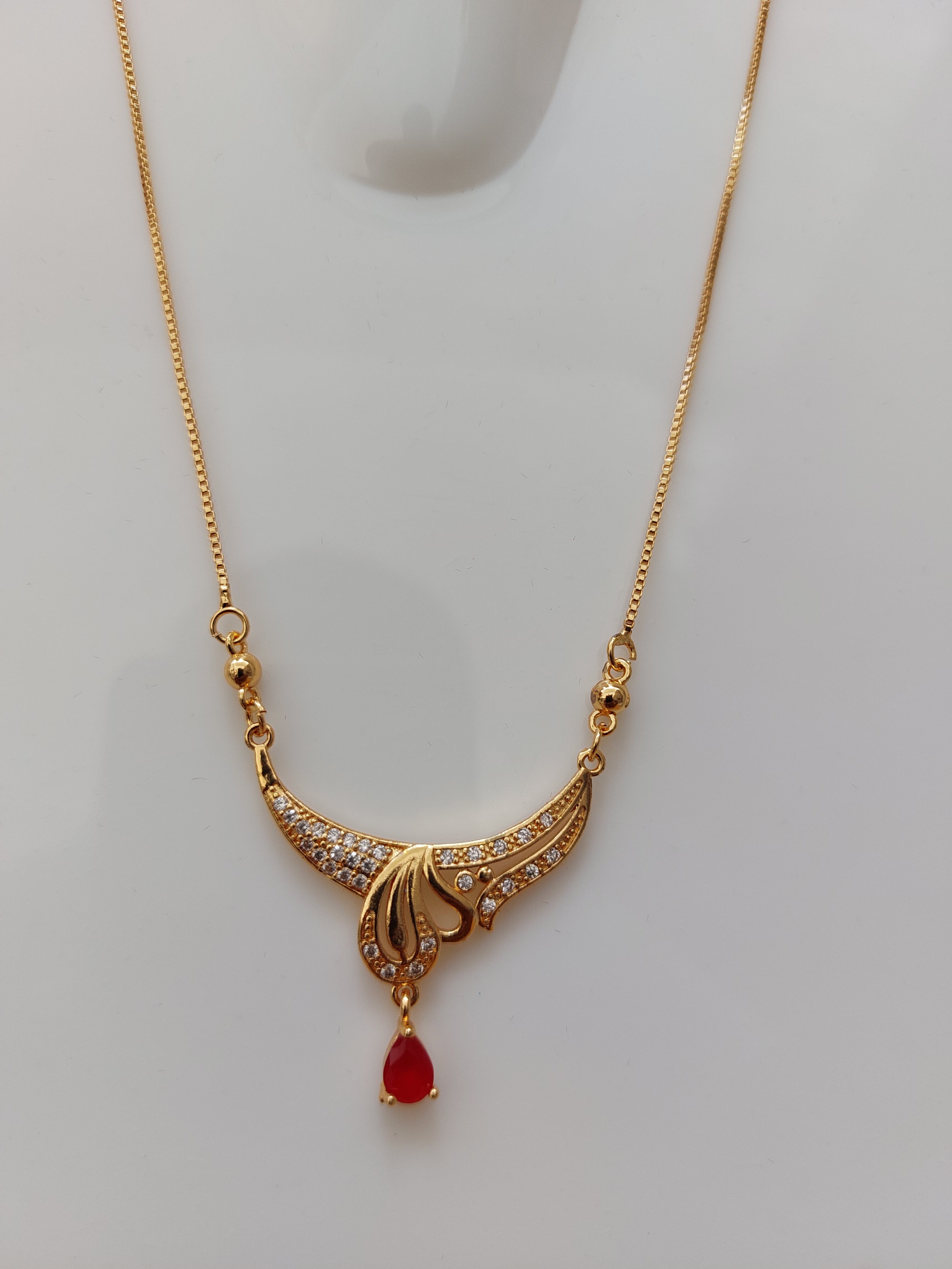 Rose Gold Pendant with Red AD latkan