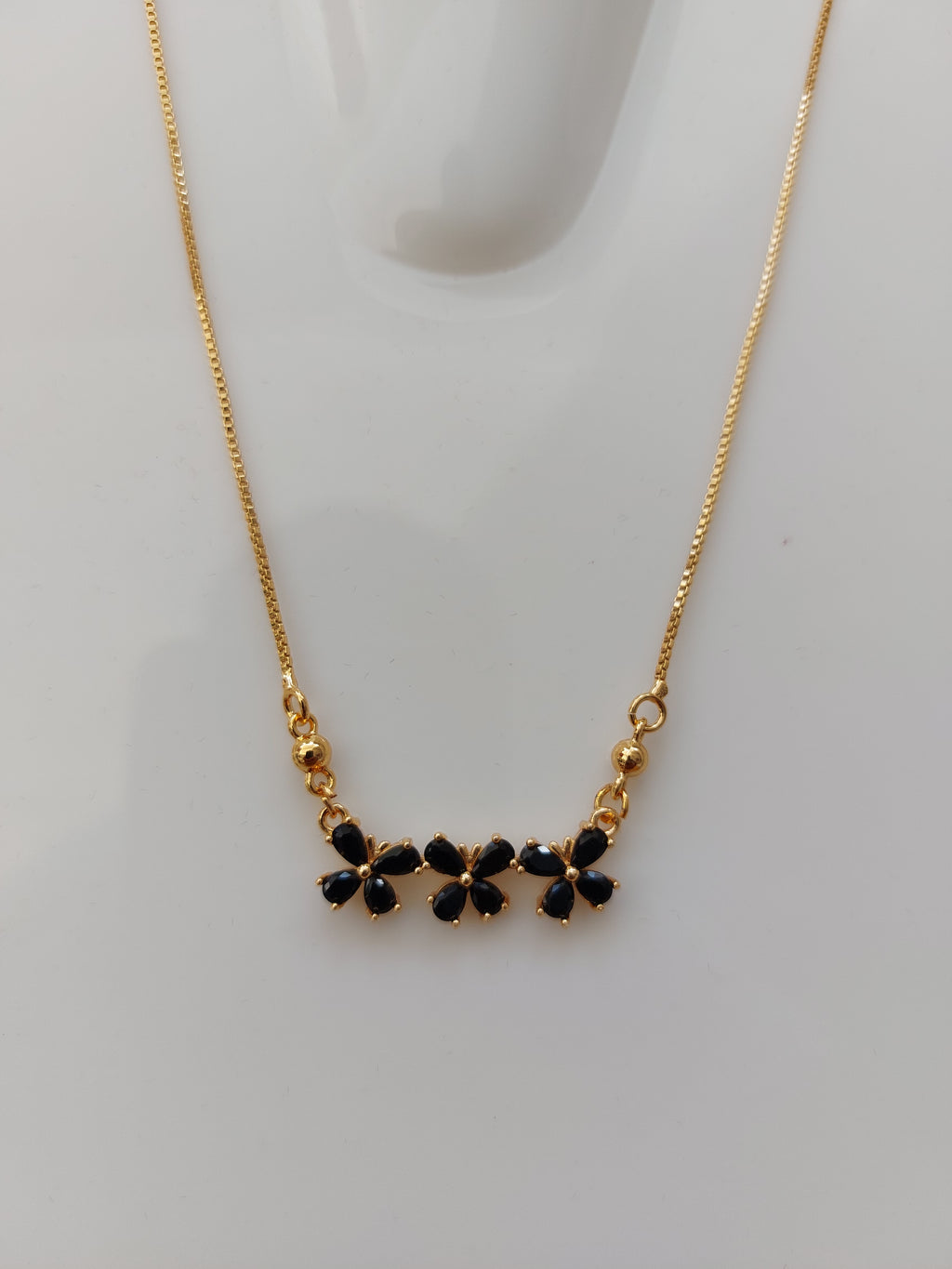 Triple Butterfly Black AD stone Rosegold