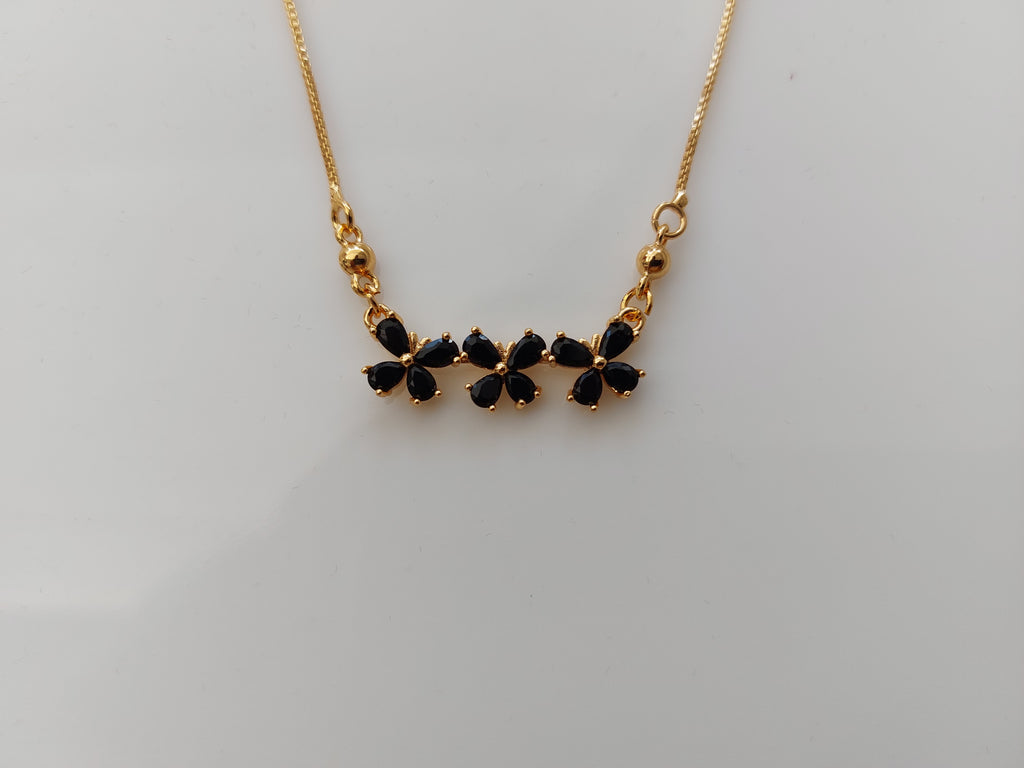 Triple Butterfly Black AD stone Rosegold A